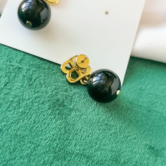 New Alicia Bonnie Gold Earrings - Devotion Black Agate - Picture 3 of 3